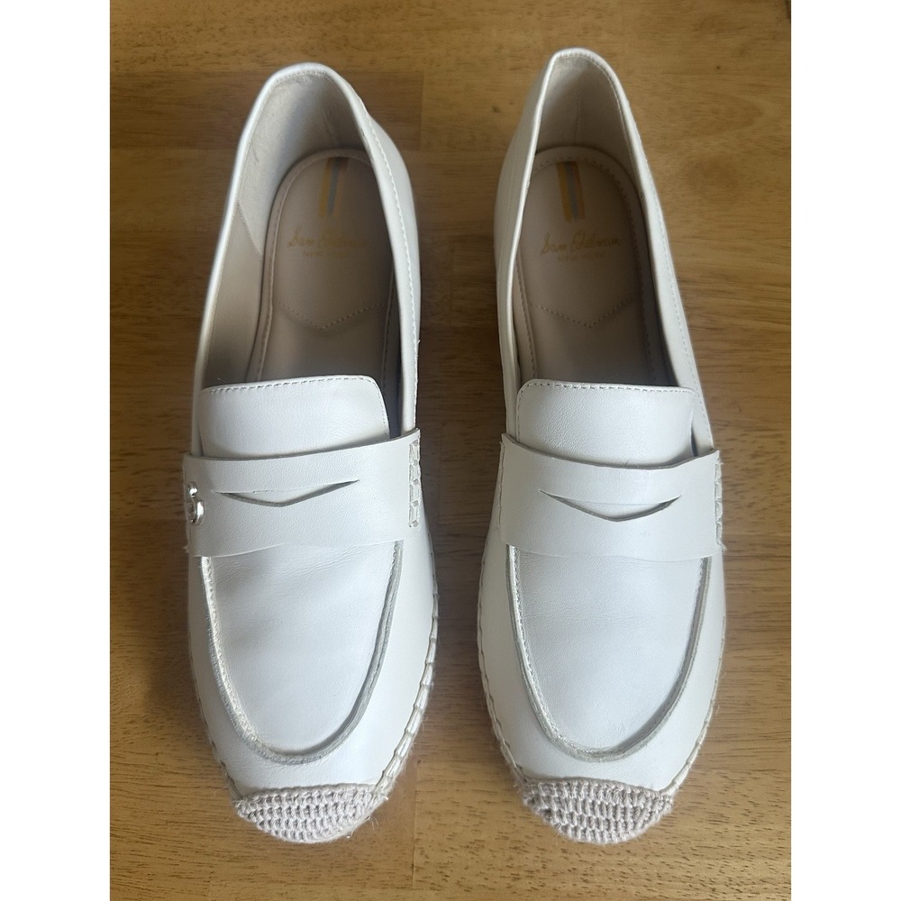 Sam Edelman Kai Ivory Leather Espadrille Slip On Loafers Women's 10